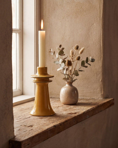 Stoneware Candlestick Holder - Mustard
