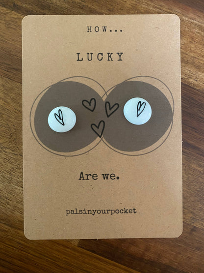 How lucky are we print. couple gift, friendship hearts. 