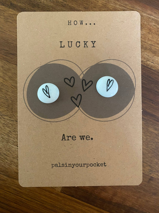 How lucky are we print. couple gift, friendship hearts. 