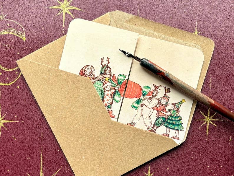 Vintage Christmas Cracker Card “The Carol Singers”