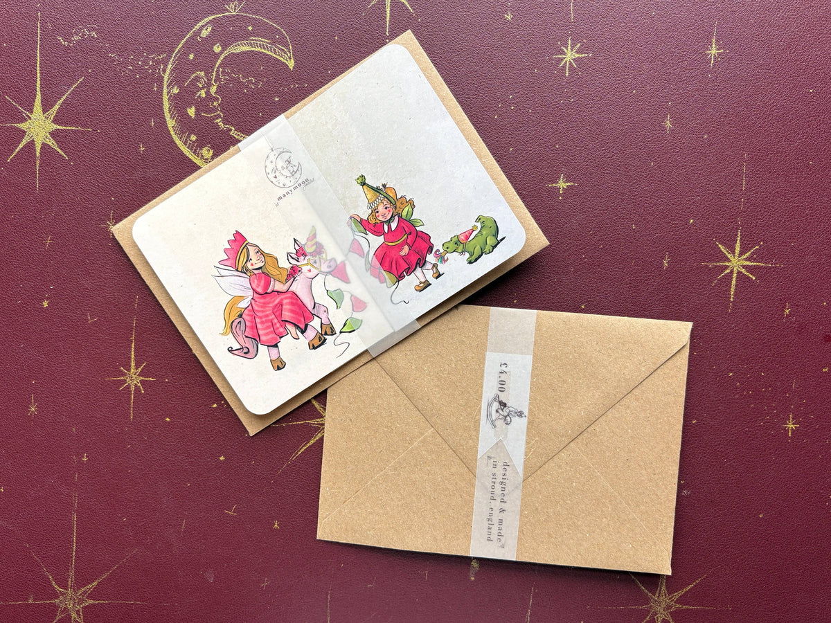 Vintage Inspired Party Animal Kids Birthday Card: Handmade Fold Out Card