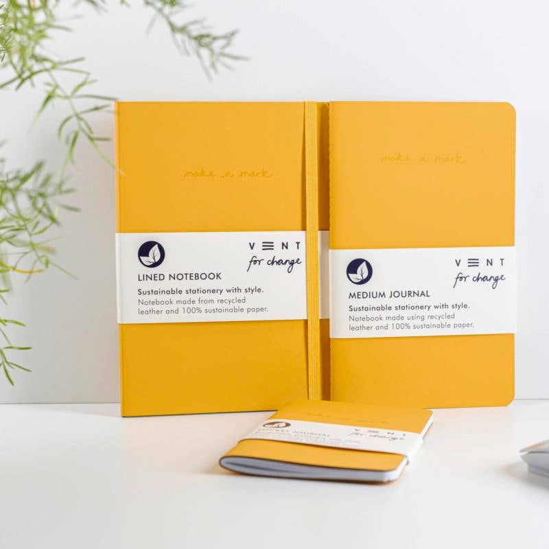 Notebook Recycled Leather Medium Journal - Yellow