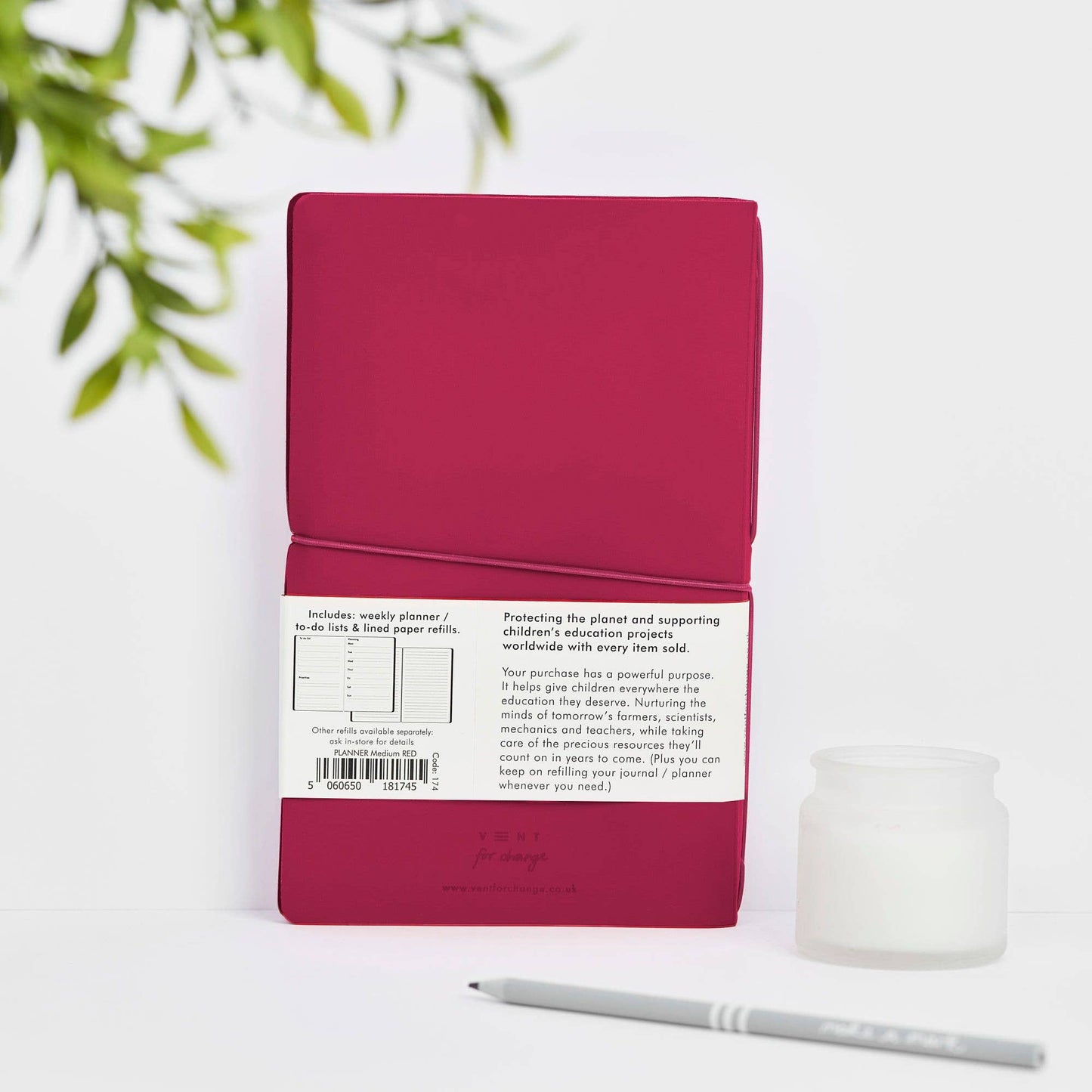 Planner/Journal Recycled Leather Refillable - Pink