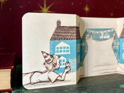 Hand-Illustrated Fold-Out Dollhouse Card – New Home Congratulations Greeting – UK Artist Design