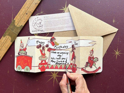 Vintage Circus Celebration Fold out Greeting Card for all occasions