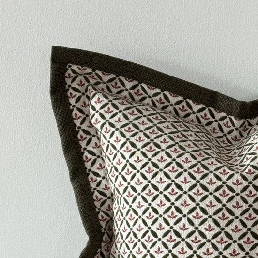 Fleur Olive and Terracotta Print Cushion Cover