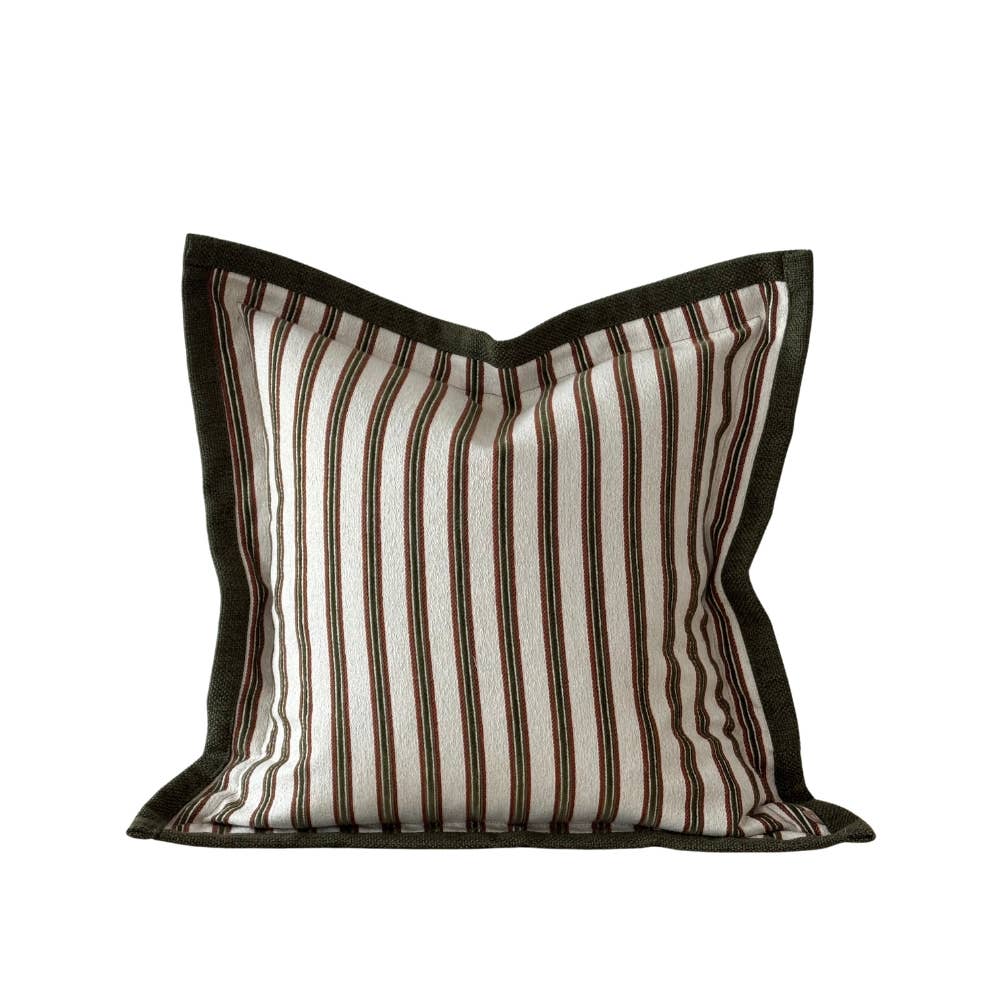 Fleur Olive and Terracotta Stripe Cushion Cover