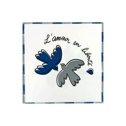 Blue love-bird paper napkins x20