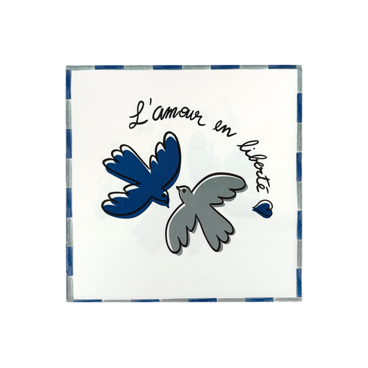 Blue love-bird paper napkins x20