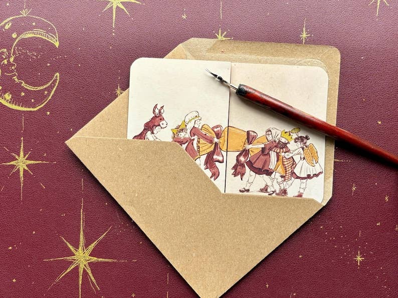 Vintage Christmas Cracker Card “The School Nativity”