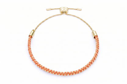 Emelia Neon Orange & Gold Woven Bracelet
