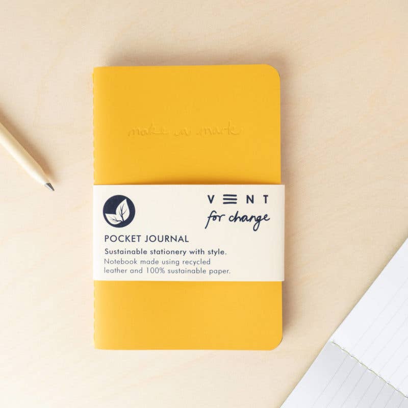 Notebook A6 Recycled Leather & Paper Journal Yellow