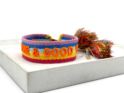 SUNSHINE & GOOD VIBES statement bracelet woven, embroidered