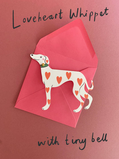 Loveheart Whippet Dog Greeting Card