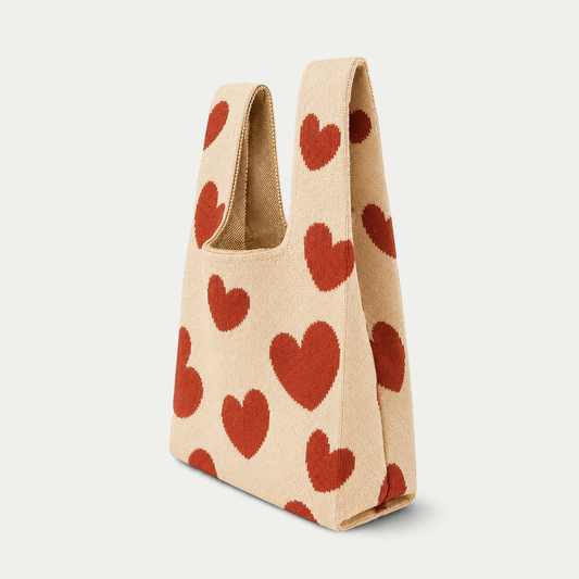 Hearts in Cream – Knitted bag