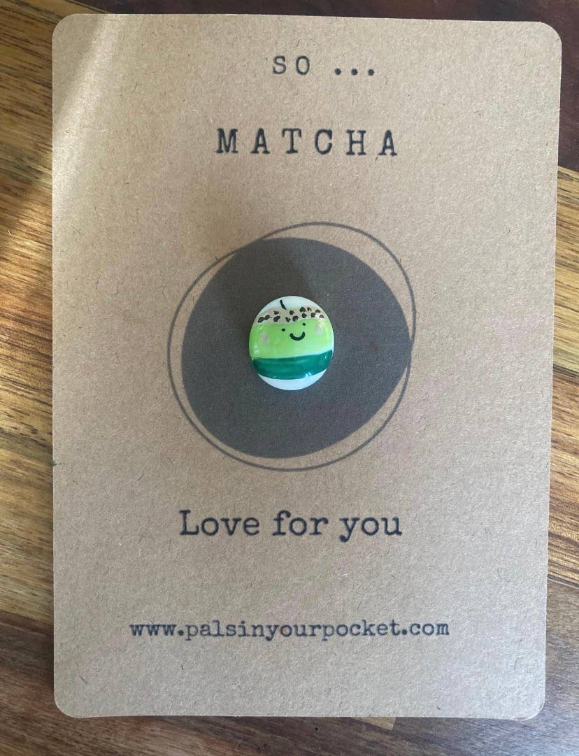 Matcha coffee charm. Pocket hug. Keepsake gift. 