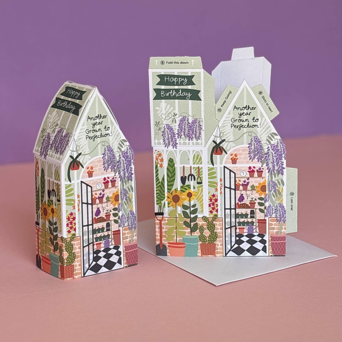 Greenhouse Birthday Card – 3D Slot Together Greeting Card