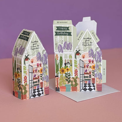 Greenhouse Birthday Card – 3D Slot Together Greeting Card