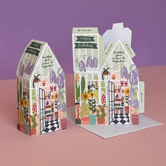 Greenhouse Birthday Card – 3D Slot Together Greeting Card