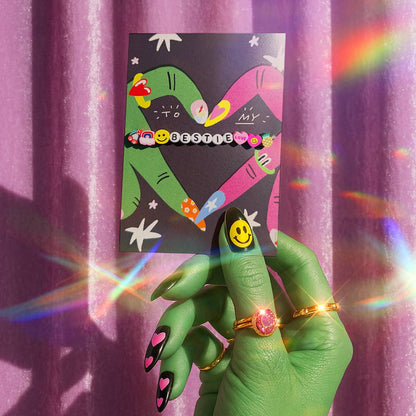 BESTIE WITCH, BESTIE BRACELET, PINK ENVELOPE Card