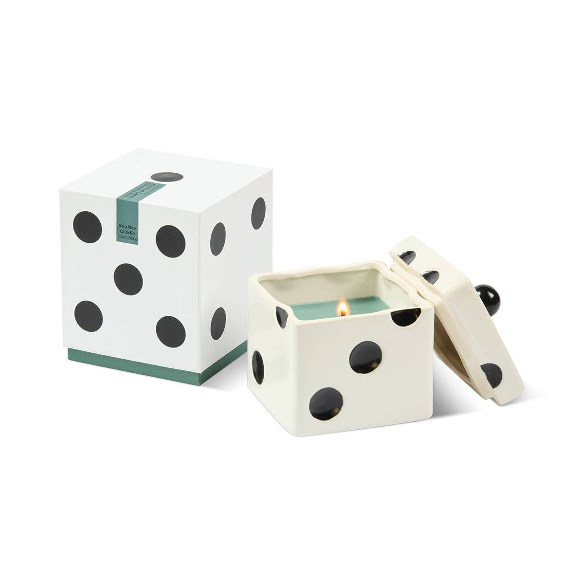 Paddywax Lucky Dice 10oz/283g Ceramic Green Wax Candle - Misted Lime