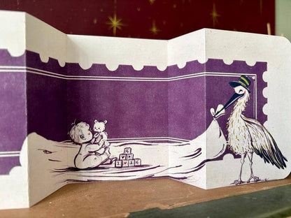 Handmade Stork New Baby Card: Vintage-Style Congratulations