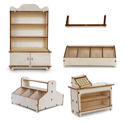 Kids DIY Dollhouse Furniture Kit - Shop (Scale 1:12)