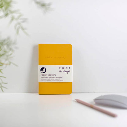 Notebook A6 Recycled Leather & Paper Journal Yellow