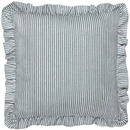 Martha Embroidered Ruffle Cushion Blue