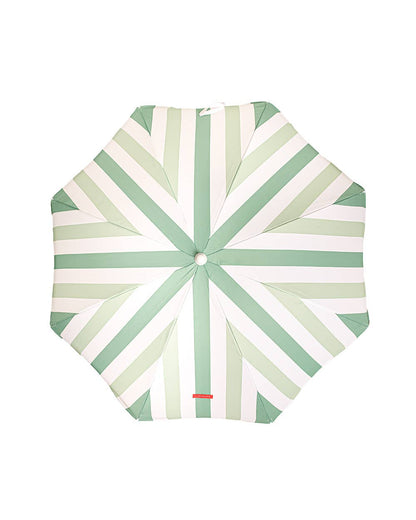 Green Parasol Outdoor Terrace and Beach Parasol UPF 50+ Protection Wide Stripes