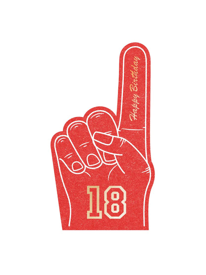 18th Birthday Milestone Card | Foam Finger Die Cut Age Card