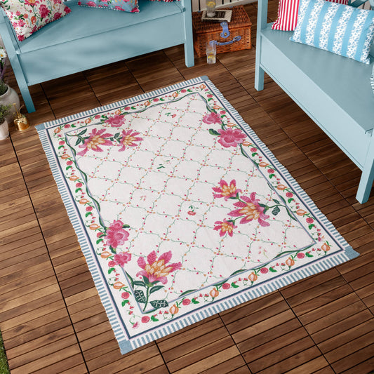 Claudia Floral Printed Indoor/Outdoor Outdoor Rug Candy Red
