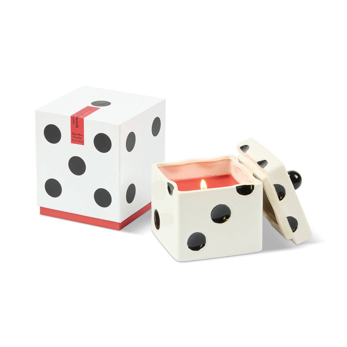 Paddywax Lucky Dice 10oz/283g Ceramic Red Wax Candle - Tobacco Patchouli