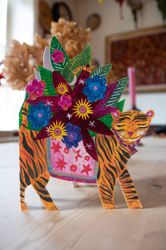 'Tiger Parade' Die-Cut Greetings Card