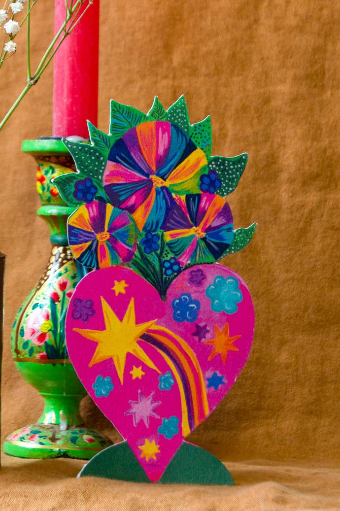 'Magical Pop Up Heart Vase' Greetings Card