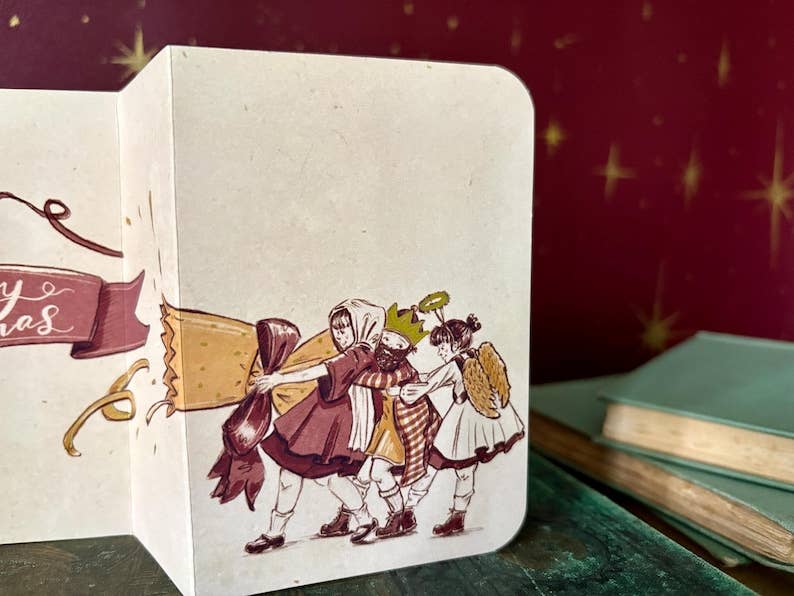 Vintage Christmas Cracker Card “The School Nativity”