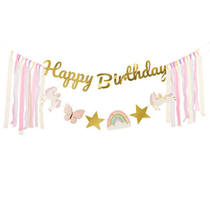 Partydeco Unicorn Party Happy Birthday Garland