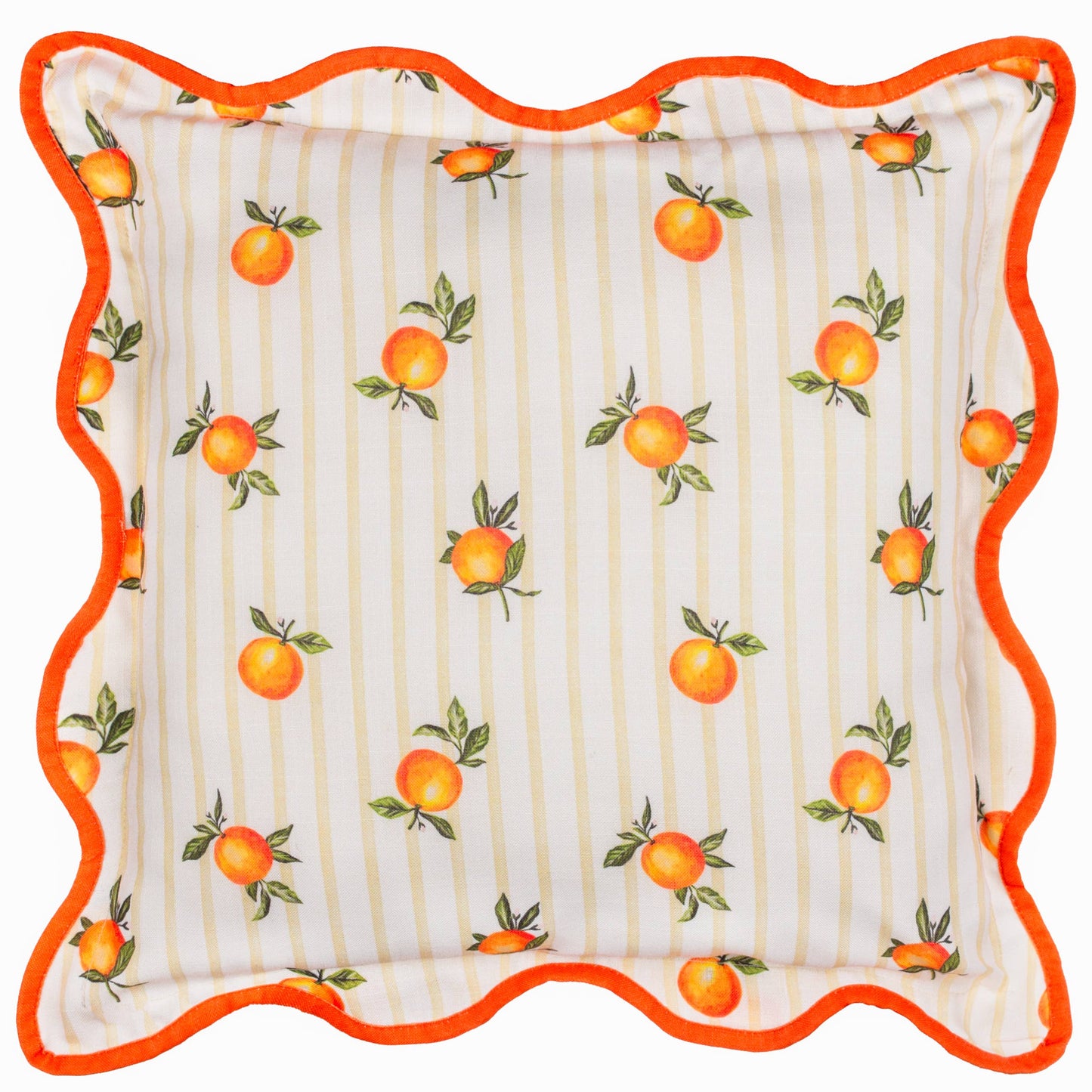 Fruits Oranges Striped Outdoor Cushion Yellow