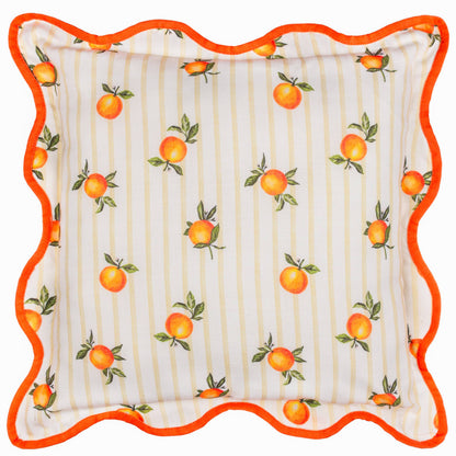 Fruits Oranges Striped Outdoor Cushion Yellow