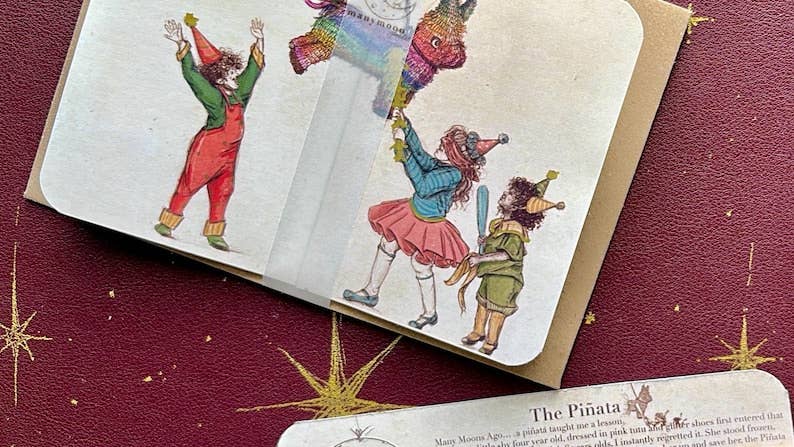 The Piñata by Manymoon Fables, Fold Out Celebration Birthday Card.