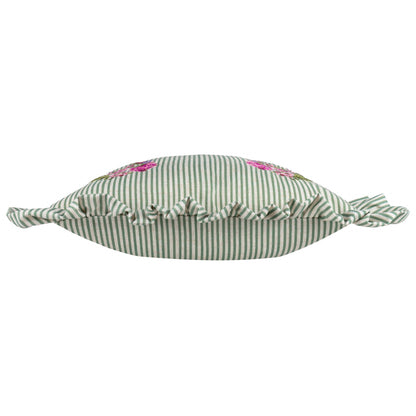 Martha Embroidered Ruffle Cushion Sage
