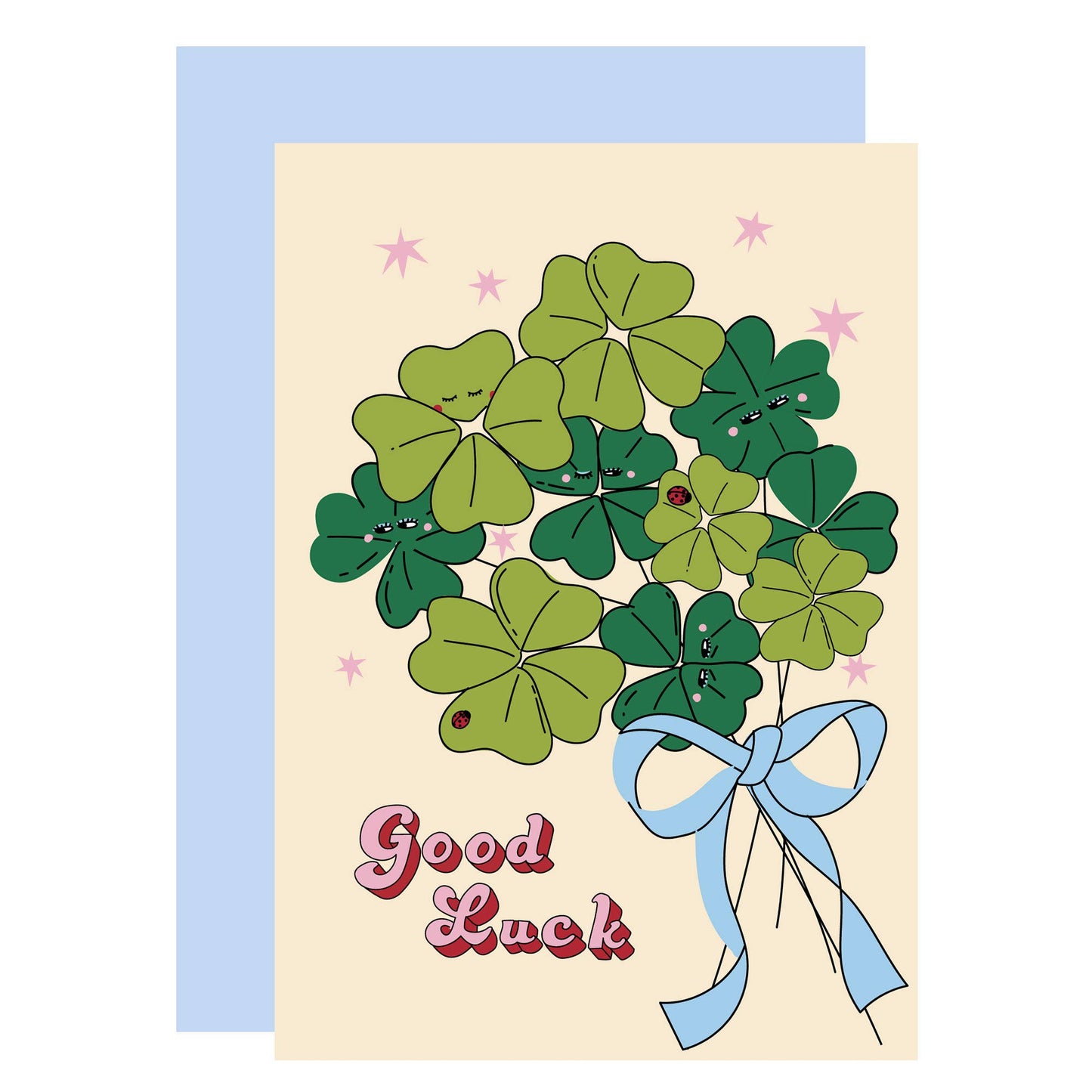 Good luck clover, cute good luck card, lucky card