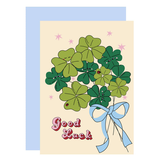 Good luck clover, cute good luck card, lucky card