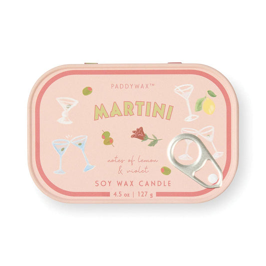 Paddywax Bistro 4.5oz/127g Martini Printed Tin Candle - Lemon & Violet