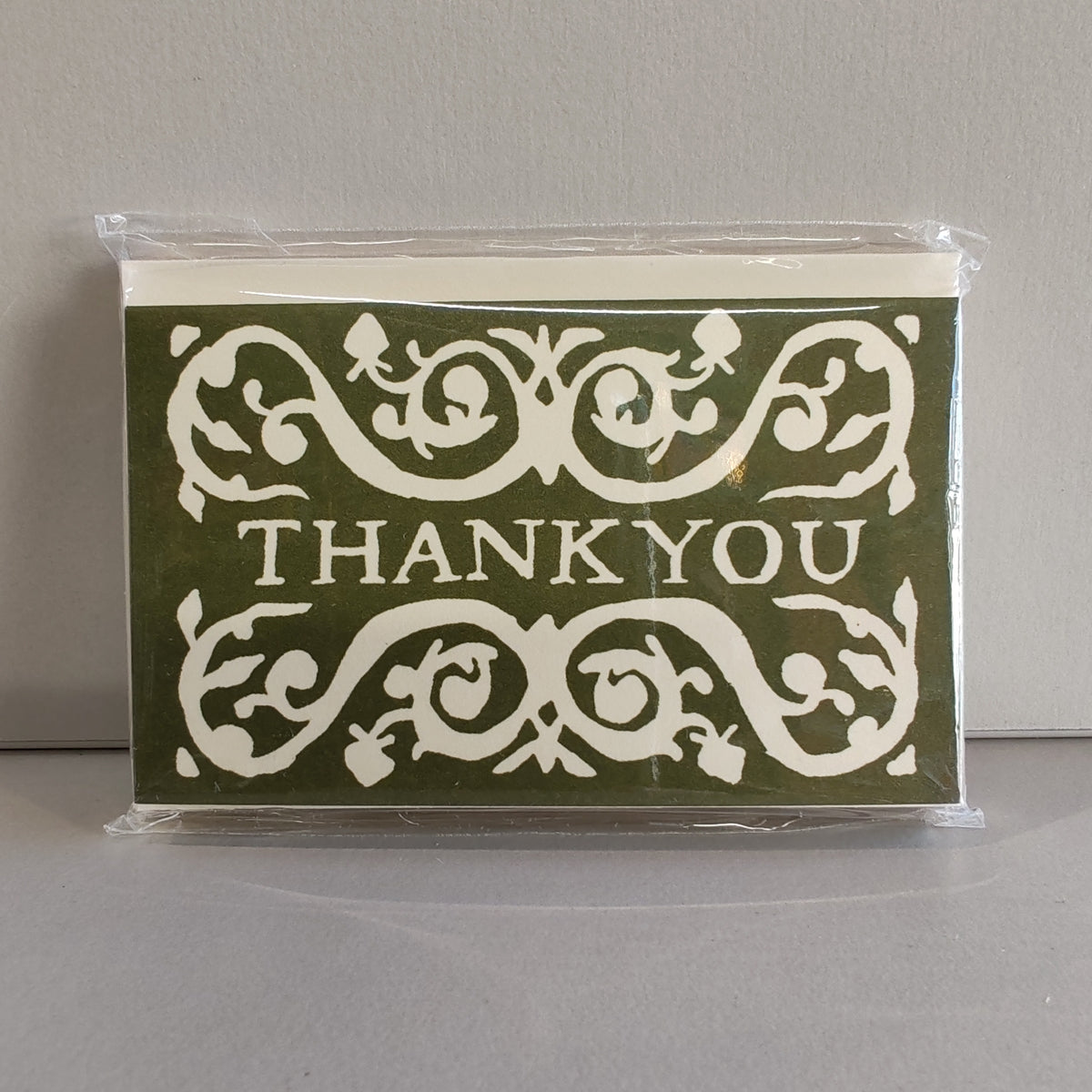 Pack of Arabesque Thank you gift cards. Olive