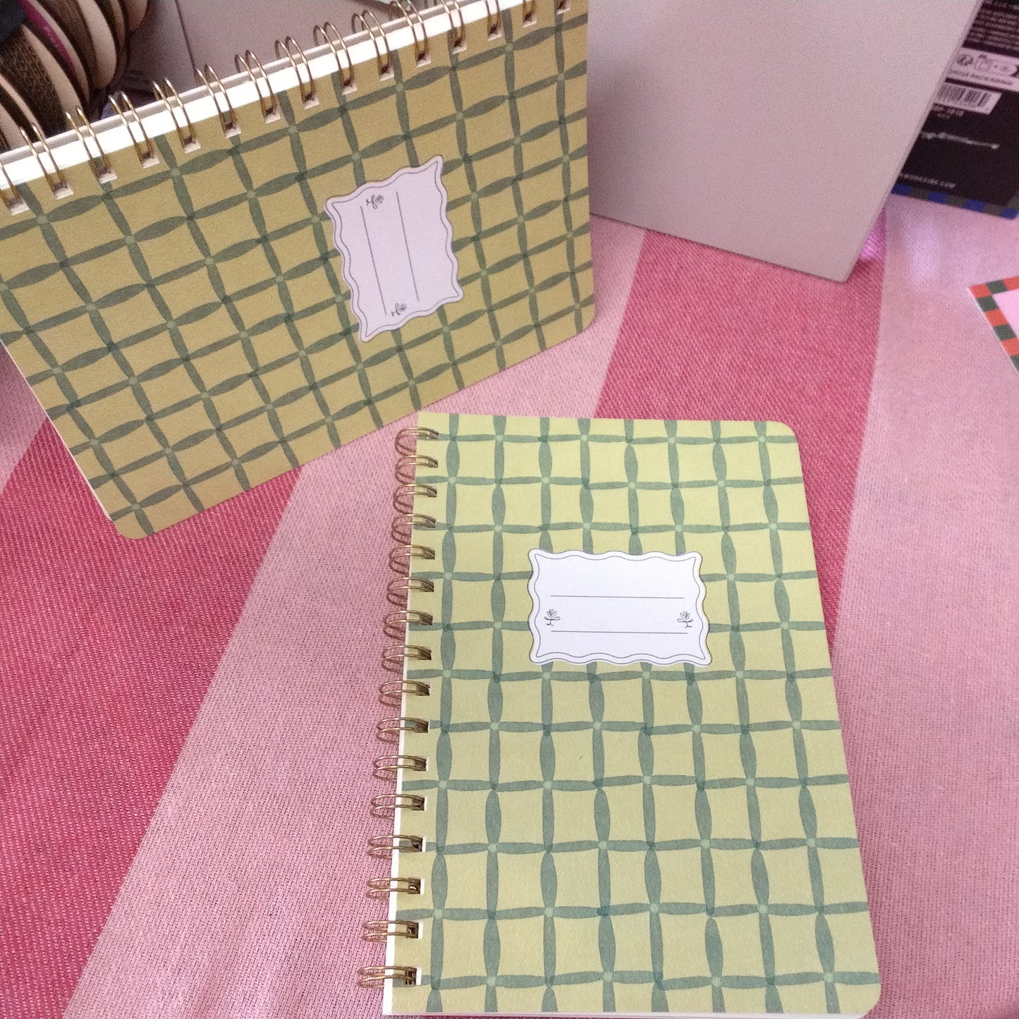 Tulip A5 twin wire notebook green lattice