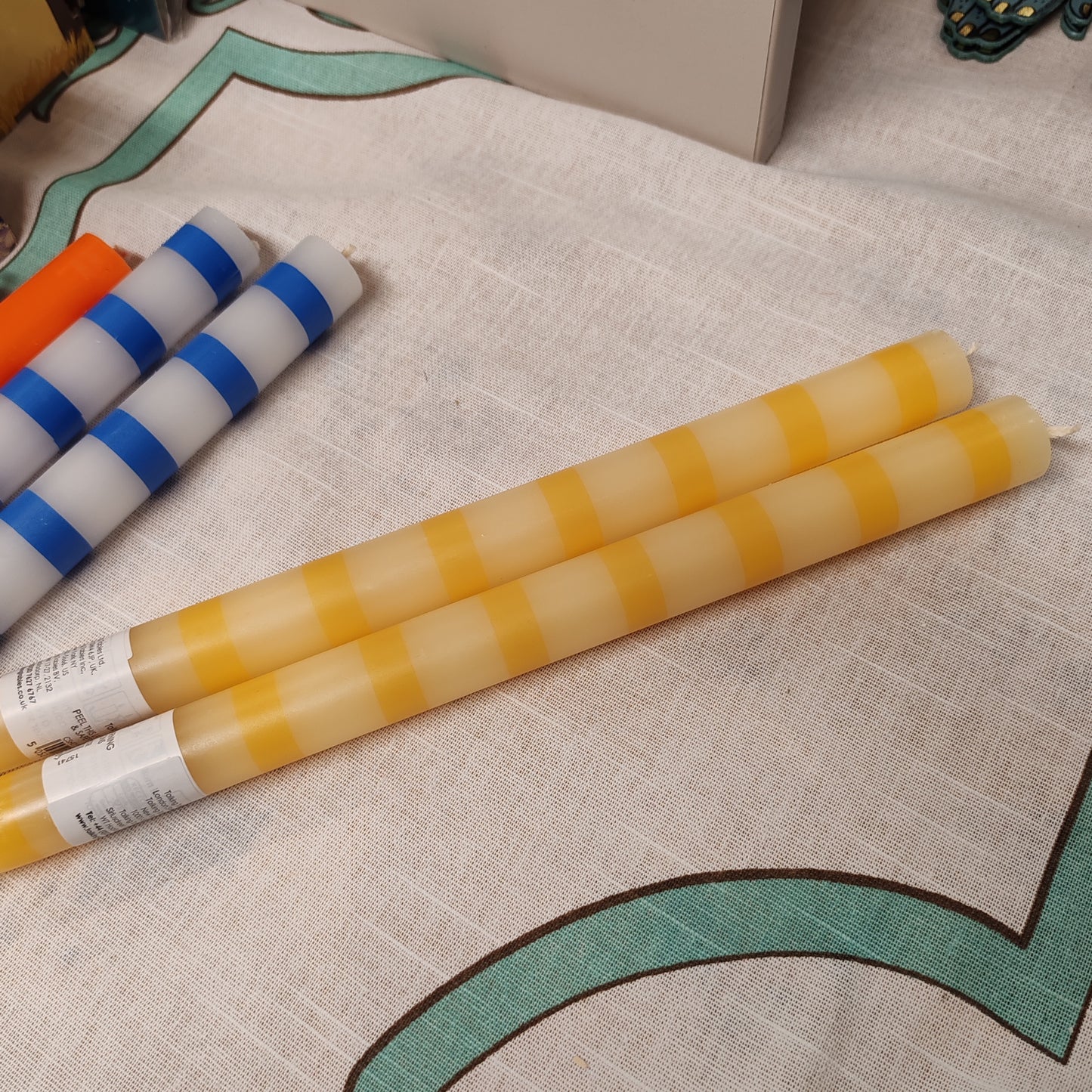 Yellow stripe candle