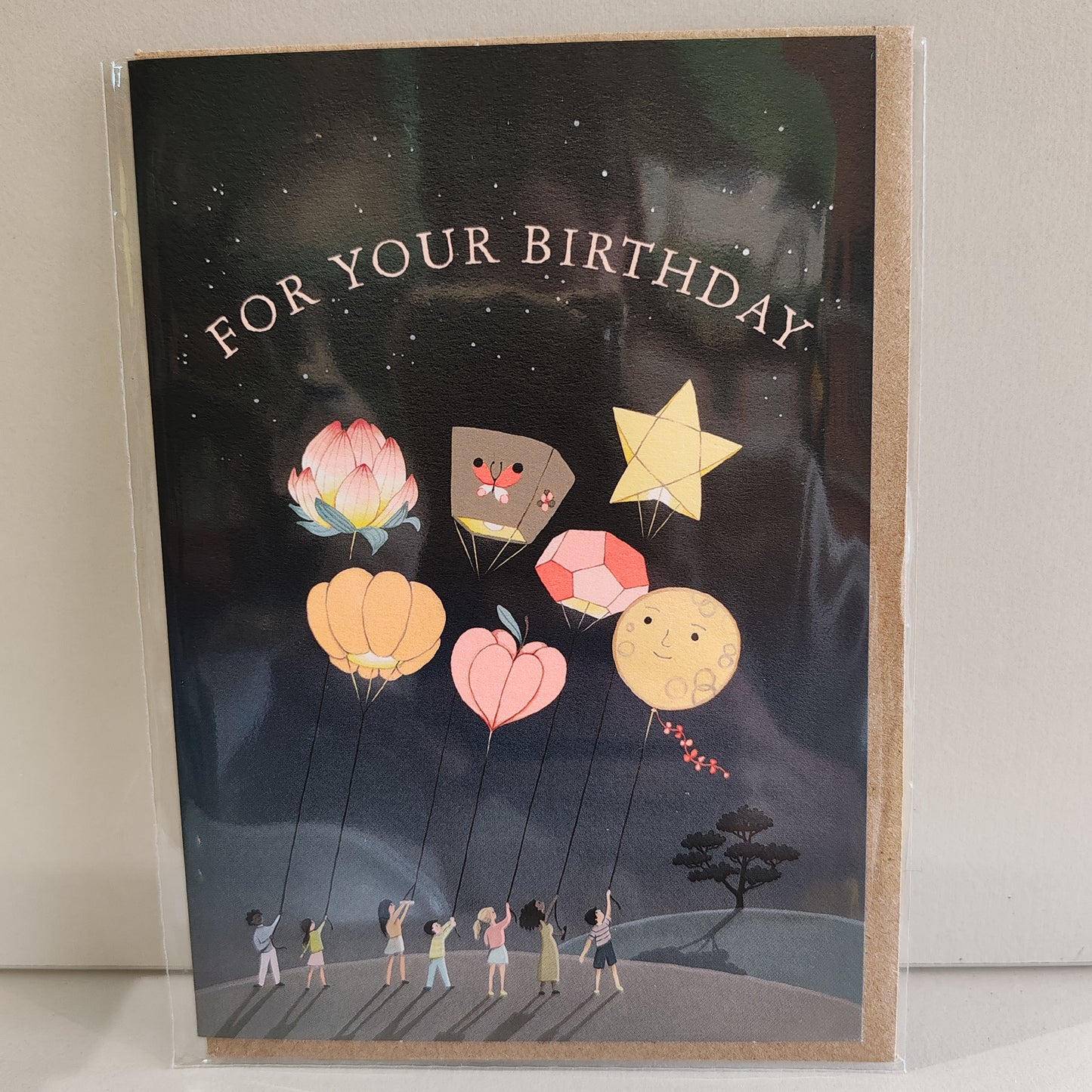 Birthday balloons greeting card.