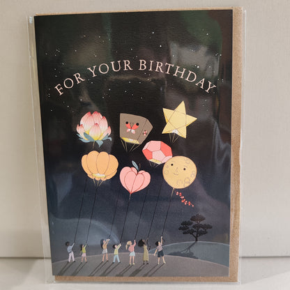 Birthday balloons greeting card.