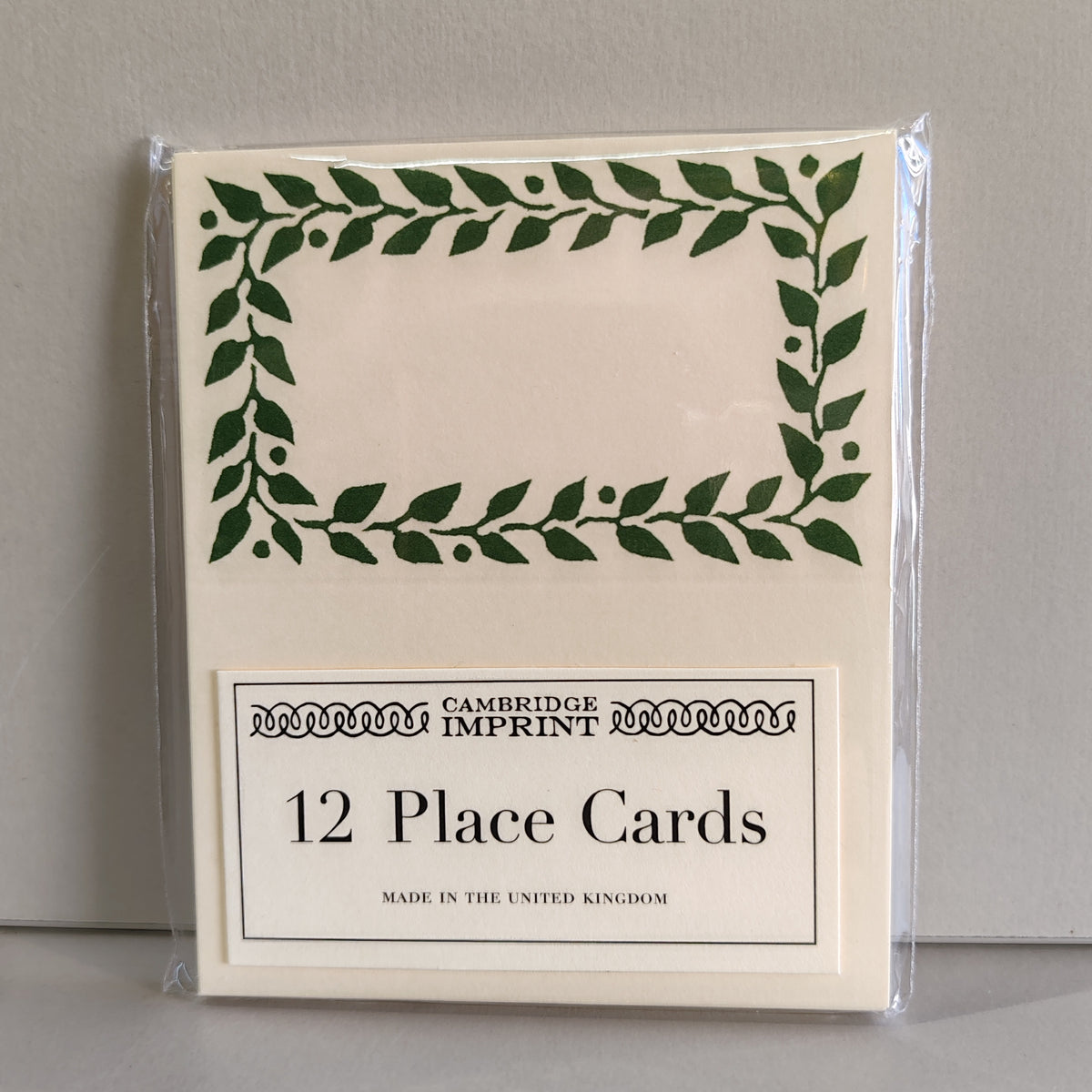 Pack of 12 place cards. Pea Green
